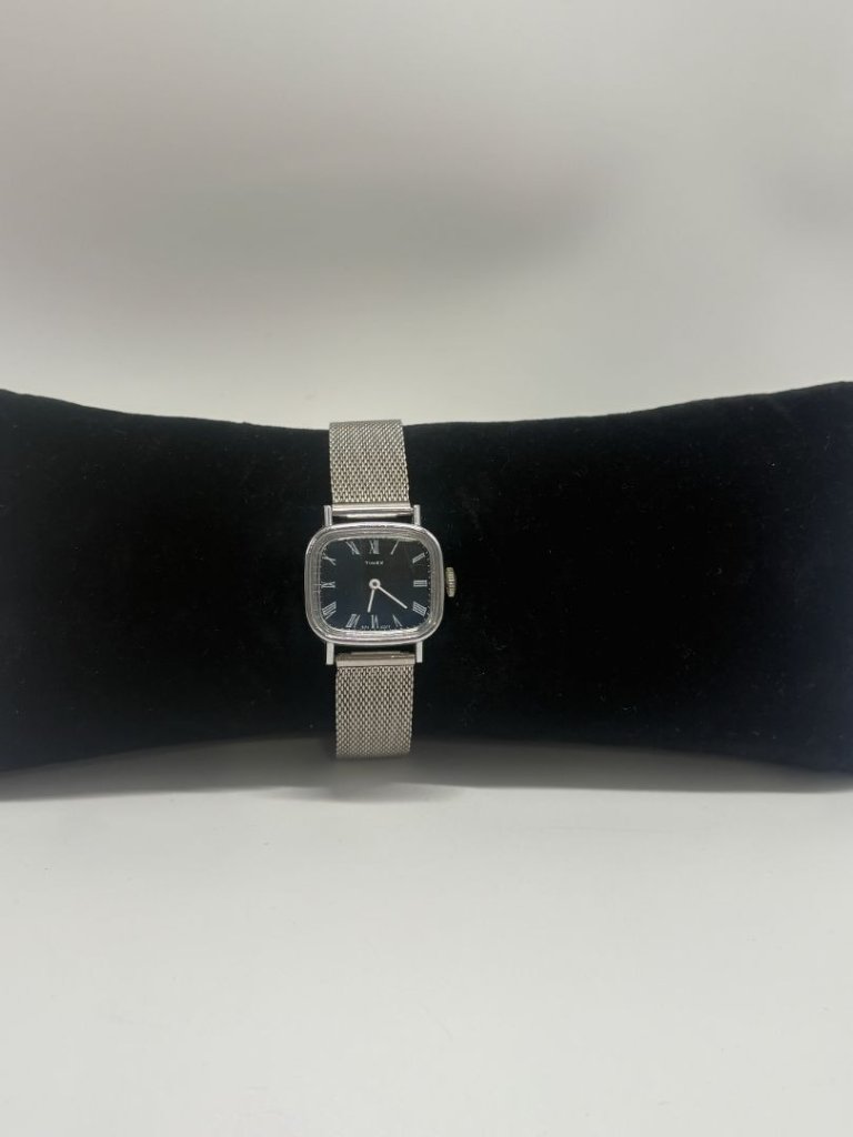 Timex Vintage 1970s SilverTone Cushion Case Watch